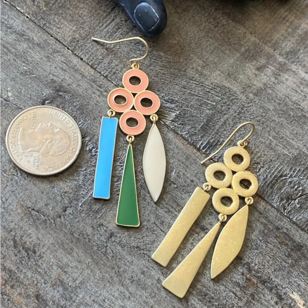 NEW Bright Enamel Colors Circle Dangle Earrings